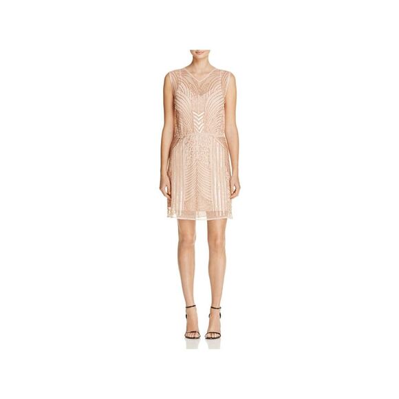 HYDE PARK Dresses & Skirts - HYDE PARK Womens Pink Lined Sleeveless V Neck Short Cocktail Sheath Dress S